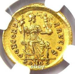 Ouest Romain Honorius Av Solidus Gold Coin 393-423 Ad Certifié Ngc Au Rare