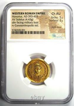 Ouest Romain Honorius Av Solidus Gold Coin 393-423 Ad Certifié Ngc Choix De L'ua