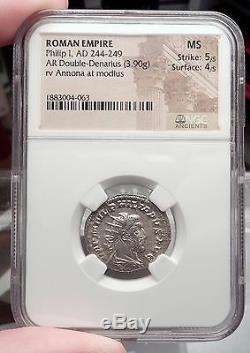 Phlip L'arabe 247ad Annona Ancien Romain Silver Coin Ngc Certifié Ms I58168