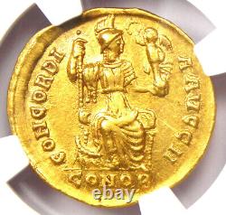 Pièce D'or De L'ancien Arcadius Romain Av Solidus 383-408 Ad Certifié Ngc Au
