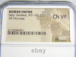 Pièce Romaine 193-211 Septimius Severus Argent Denarius Ngc Ch Vf