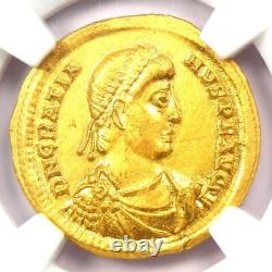 Pièce Romaine En Or Gras Av Solidus Gold 367-383 Ad Certifié Ngc Ms (unc)