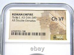 Pièce Romaine Philip I, Ad 244-249 Ar Double-denarius Ngc Choice Vf
