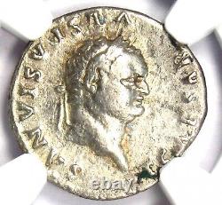 Pièce ancienne romaine en argent Titus AR Denarius 79-81 ap. J.-C. Certifiée NGC Choice VF