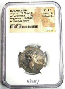 Pièce d'argent Augustus AR Cistophorus de 27 av. J.-C. à 14 ap. J.-C. Certifié NGC Choice XF (EF)