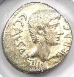 Pièce d'argent en denier d'Octavian Auguste AR, certifiée NGC XF (EF), 40 av. J.-C.