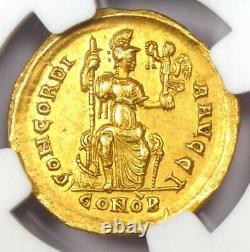 Pièce d'or romaine ancienne Arcadius AV Solidus Gold 383-408 apr. J.-C. NGC Choice XF