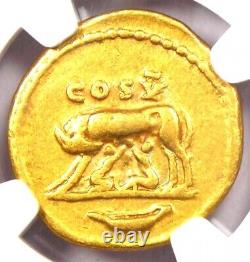 Pièce d'or romaine de Domitien, AV Aureus, Louve, 81-96 après J.-C., certifiée NGC VF