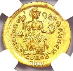 Pièce d'or romaine en or Honorius AV Solidus 393-423 AD Certifiée NGC MS (UNC)