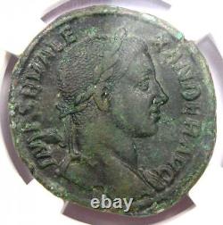 Pièce de cuivre AE Sestertius de l'empereur romain Sévère Alexandre, 222-235 apr. J.-C., NGC XF