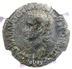 Pièce de cuivre romaine de Caligula AE As Gaius, 37-41 apr. J.-C. Certifié NGC VF, Pièce rare