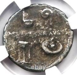 Pièce de monnaie AR Denarius d'Auguste Octavian, 16 avant J.-C., Vetus NGC VF