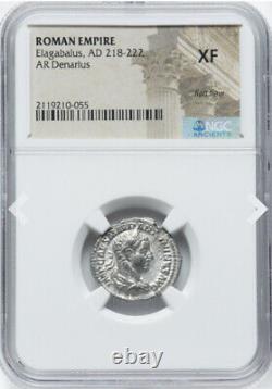 Pièce de monnaie NGC XF Elagabalus Caesar AD 218-222 Denier en argent de l'Empire romain de HAUTE QUALITÉ