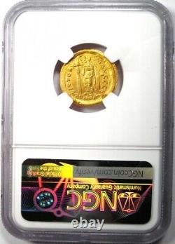 Pièce de monnaie Zeno AV Solidus Gold de l'Empire romain d'Orient 474-491 apr. J.-C. NGC Choice XF (EF)