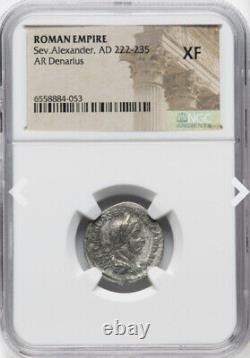 Pièce de monnaie denier de César de l'Empire romain Severus Alexander, NGC XF 222-235, FRAPPE NETTE