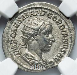 Pièce de monnaie denier de l'Empire romain NGC Ch AU Caesar Gordian III 238-244 après J.-C., DE HAUTE QUALITÉ