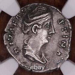 Pièce de monnaie en argent Denarius de la Diva Faustina Sr de l'Empire romain antique - NGC Extrêmement Beau XF