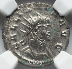Pièce de monnaie en argent NGC Ch AU Caesar Gallienus 253-268 ap. J.-C., Empire romain, Denarius, revers LUNA