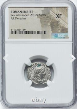Pièce de monnaie en argent NGC XF Severus Sev Alexandre 222-235 après J.-C. Empire romain César Denier
