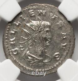 Pièce de monnaie en argent double denier de l'Empire romain de Caesar Gallienus (253-268 après J.-C.) de la NGC Ch AU