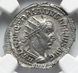 Pièce de monnaie en argent rare de l'Empire romain, Trajan Decius César Denarius, NGC Ch XF 249-251 après J.-C.