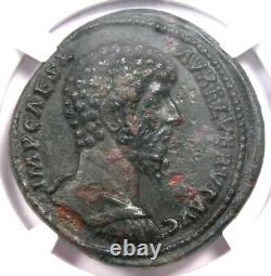 Pièce de monnaie en cuivre AE Sestertius de l'empereur romain Lucius Verus, datée de 161 ap. J.-C., certifiée NGC Choice XF.