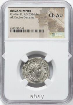 Pièce de monnaie en denier de l'Empire romain NGC Ch AU Caesar Gordian III 238-244 AD, de haute qualité