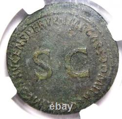 Pièce de monnaie en sesterce AE de l'ancienne romaine Julia Titi, certifiée NGC VF, 79-90 après J.-C.