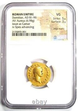 Pièce de monnaie romaine ancienne en or AV Aureus de Domitien 81-96 après J.-C., certifiée NGC VG