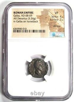 Pièce de monnaie romaine antique en argent denier Galba AR 68-69 apr. J.-C. certifiée NGC VF