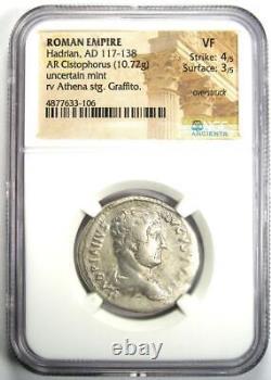 Pièce de monnaie romaine en argent Hadrien AR Cistophorus 117-138 apr. J.-C. certifiée NGC VF