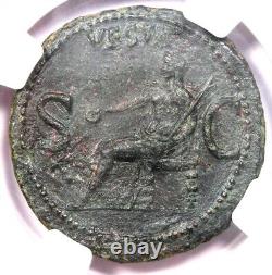 Pièce de monnaie romaine en cuivre Gaius Caligula AE As de 37-41 après J.-C. certifiée NGC XF (EF)