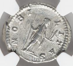 Pièce de monnaie romaine en denier de l'Empire romain de Geta César NGC XF 209-211 ap. J.-C., Rome antique de haute qualité.