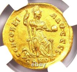 Pièce de monnaie romaine en or Valentinien II Solidus AV en or 375 après J.C., certifiée NGC Choice XF