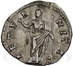 Pièce en argent AR Denarius de l'Empire romain NGC Ch VF Faustina I Sr the Elder 138-140/1
