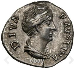 Pièce en argent AR Denarius de l'Empire romain NGC Ch VF Faustina I Sr the Elder 138-140/1