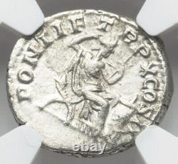 Pièce en argent de denier NGC XF Caracalla 198-217 après J.-C., Empire romain, Rome, César