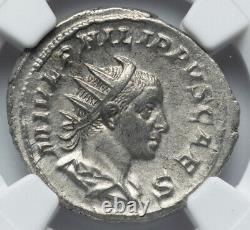 Pièce en argent de double denier de l'empire romain, Ch XF Philip II Arab 247-249 après J.-C., NGC