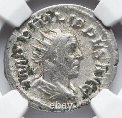 Pièce en argent double denier NGC VF Empire romain César Philippe Ier Arabe 244-249