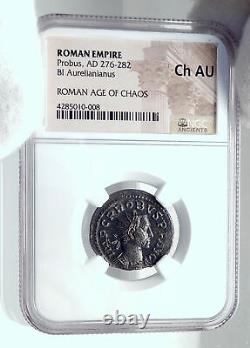 Pièce romaine authentique PROBUS Antique 277AD Lugdunum FELICITAS NGC Ch AU i81650
