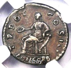 Pièce romaine en argent Denarius Aelius Caesar 136 après J.-C. NGC XF (EF) 5/5 Frappe