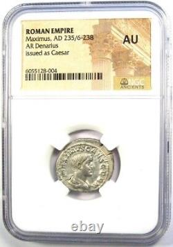 Pièce romaine en argent Maximus AR Denarius 235-238 ap. J.-C. certifiée NGC AU