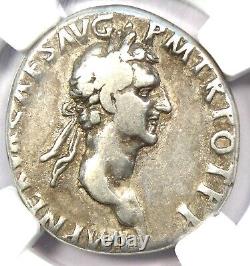 Pièce romaine en argent Nerva AR Cistophore, 96-98 après J.-C., certifiée NGC Choice Fine.