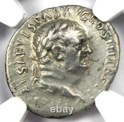 Pièce romaine en argent Vespasien AR Denarius, 69-79 après J.-C. Certifiée NGC Choice VF.