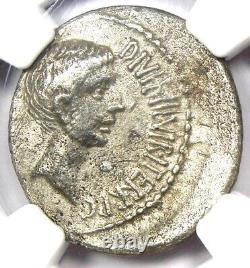 Pièce romaine en argent, denier AR d'Octavian Auguste, 37 avant J.-C., certifié NGC XF (EF)