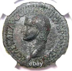 Pièce romaine en cuivre AE As de Gaius Caligula, certifiée NGC XF (EF), 37-41 après J.-C.