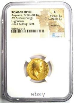 Pièce romaine en or de l'empereur Auguste, aureus AV, 27 av. J.-C. - 14 ap. J.-C., certifié NGC, bon état.