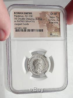 Pupienus 238ad Rome Rare Authentique Pièce De Monnaie Antique En Argent Antique Mains Ngc I63346
