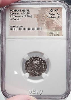 Pupienus Authentique Monnaie Romaine Ancienne En Argent Certifié Ngc Choice Xf Rare