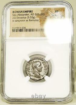 Rare Severus Alexandre Comme Romulus, 1er Roi De Rome. Certifié Ngc Xf Roman Coin